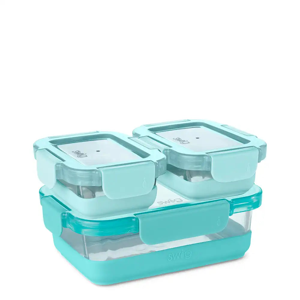 Aqua 3pc Glass Food Storage Medium Set