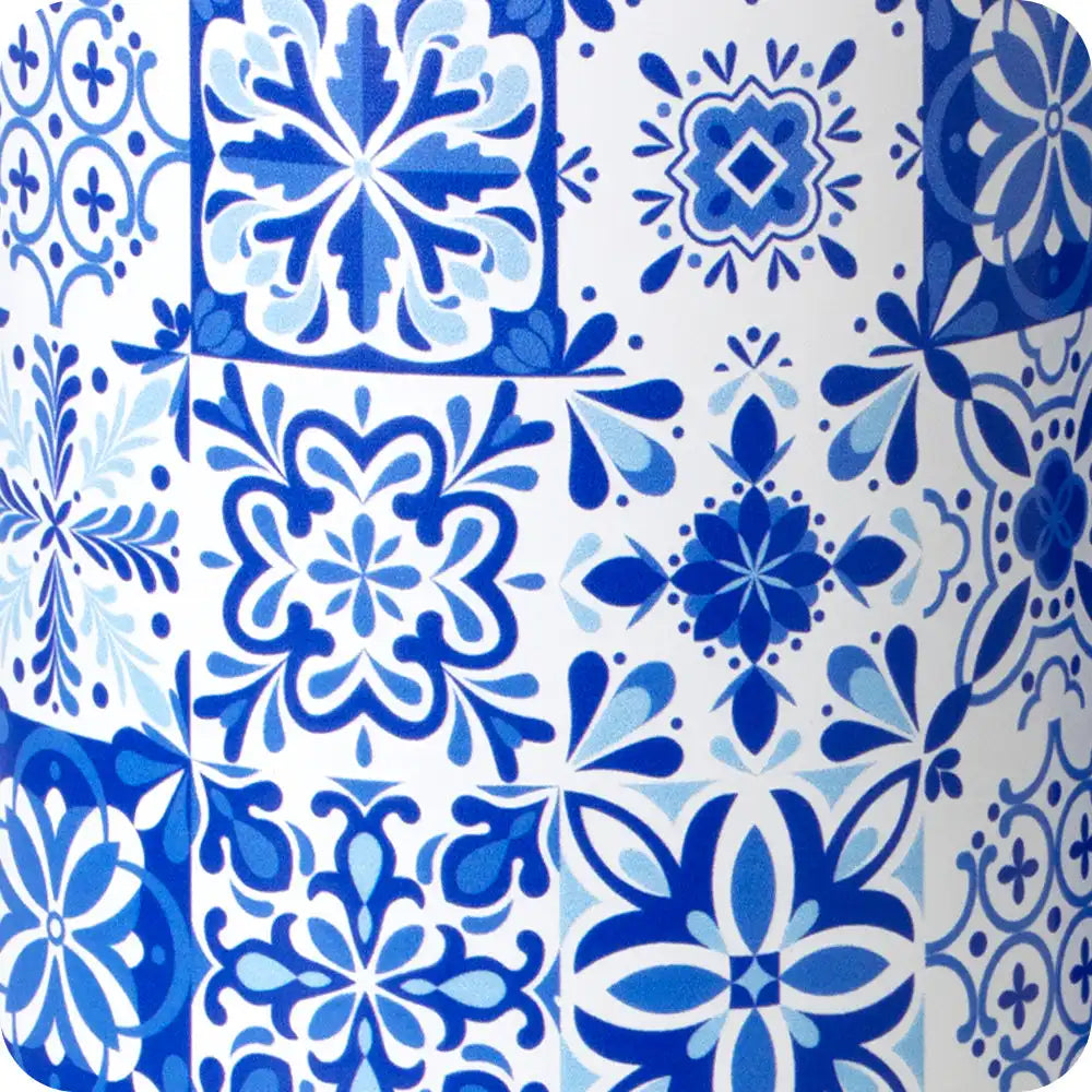 Indigo Tiles Stemless Wine 12oz